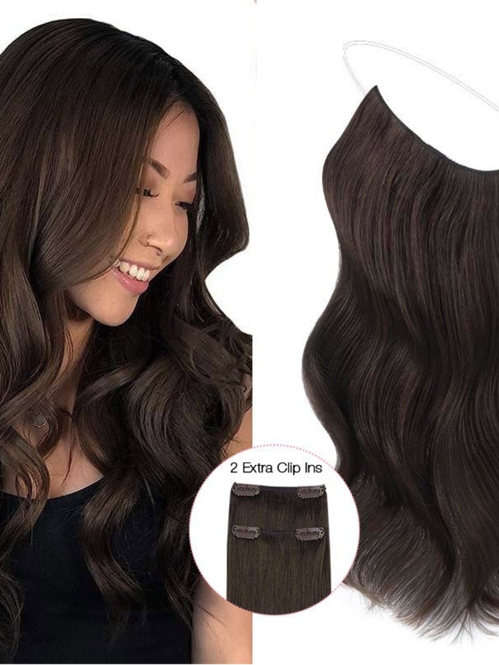 GOO GOO Pro Wire Hair Extension - New Dark Brown (2A) / 18"